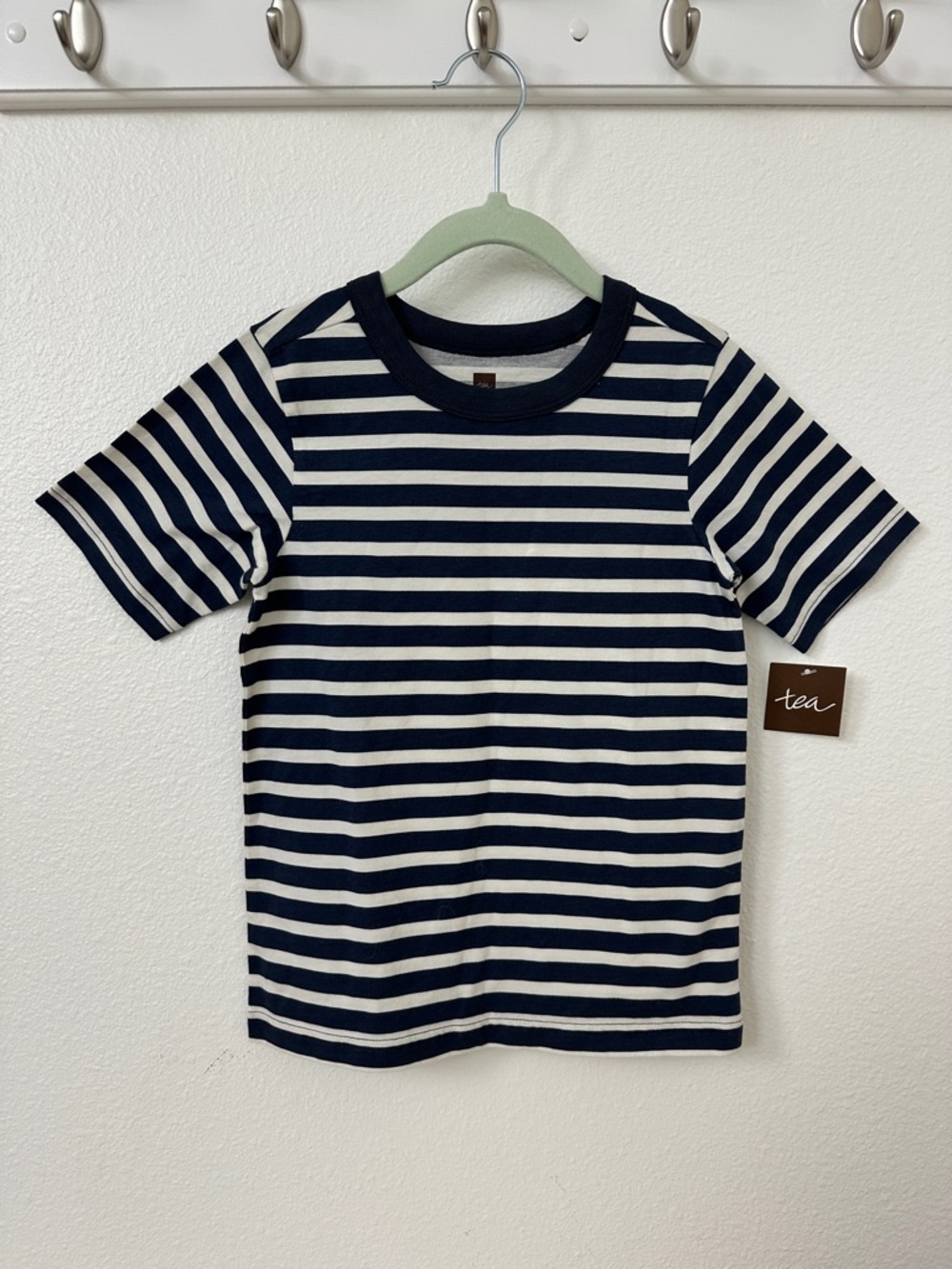 Tea Collection Navy & White Striped Short-Sleeve Tee 100% Cotton Size 5 kids